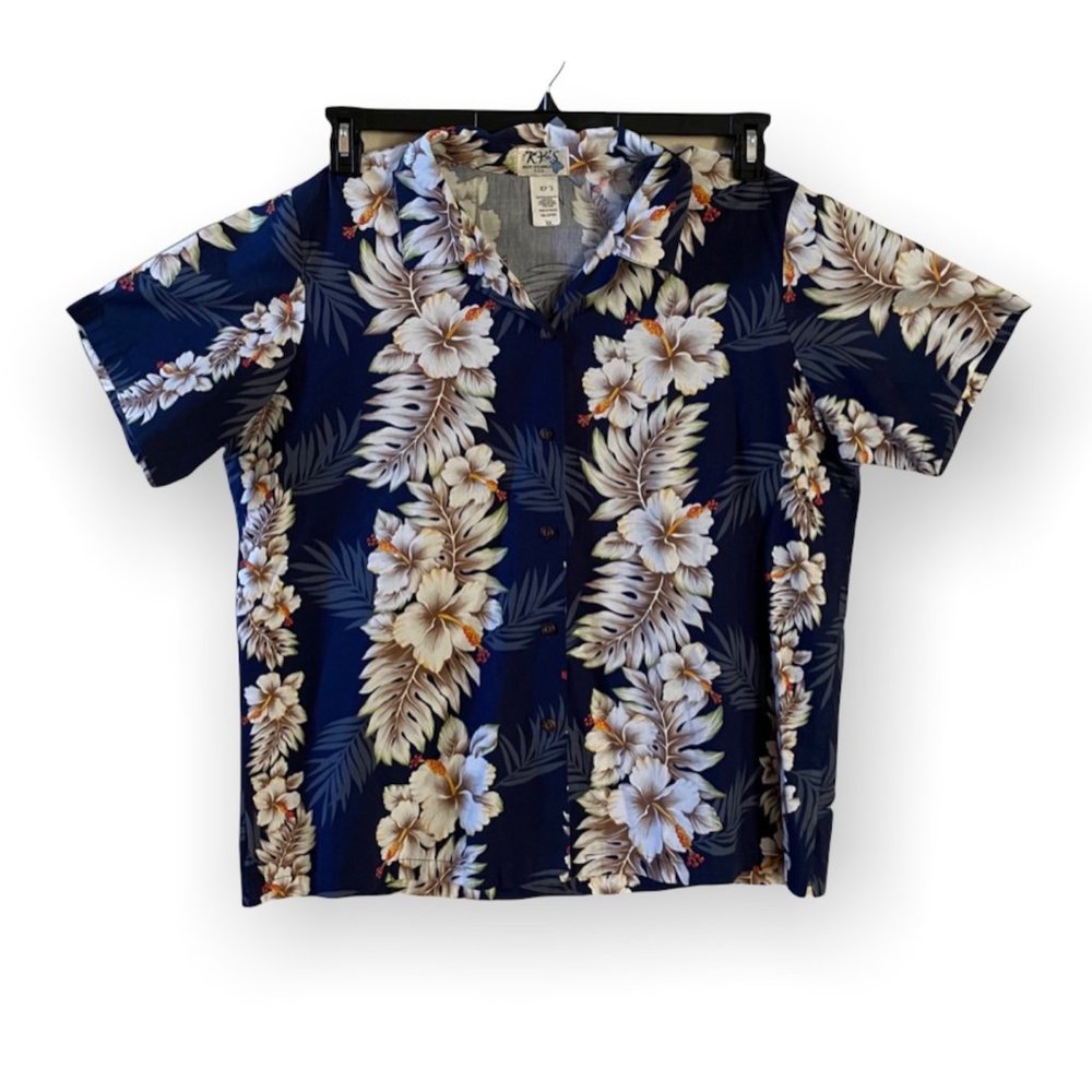 KY’S Mens Hawaiian Buttoned Short Sleeve Shirt size XL